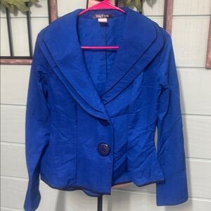 Song & Sung Blue Button Front Blazer Jacket Women’s Tailored Career